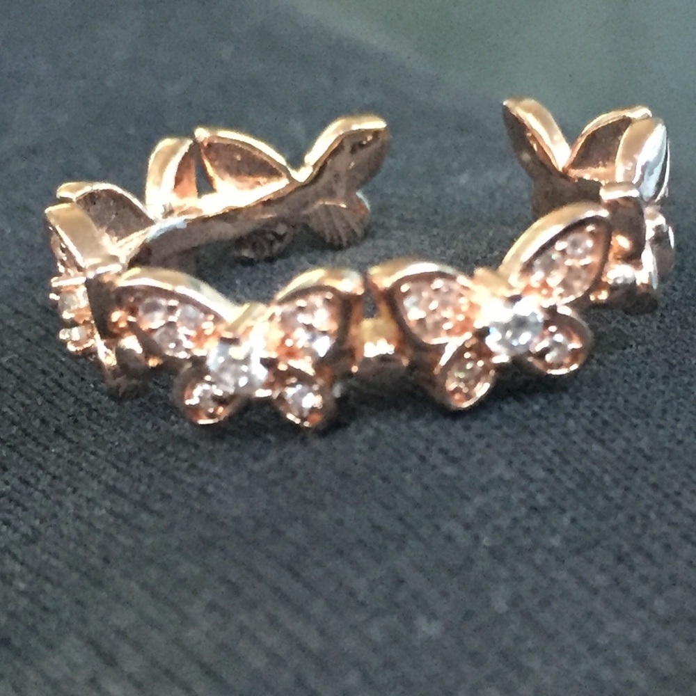 Rose gold diamond butterfly ring